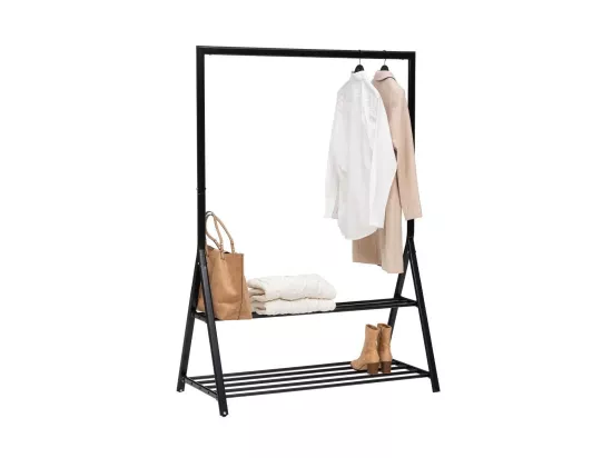 Penderie Portant à vêtements avec étagères en Fer Noir H 167 cm