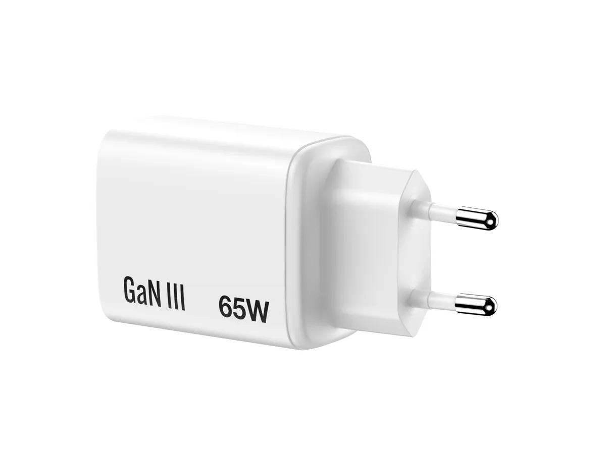 (65W) Essentials Dual USB C / USB A GaN Ladegerät Netzteil (32353) - Weiss