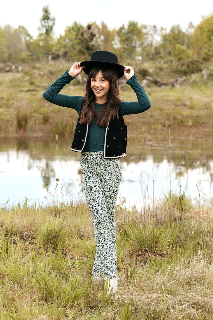 LOOXS zwarte looxs flared broek 10sixteen crincle floral flared pants