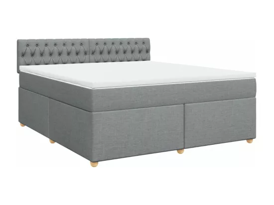 Sommier à lattes de lit avec matelas Gris clair 180x200cm Tissu
