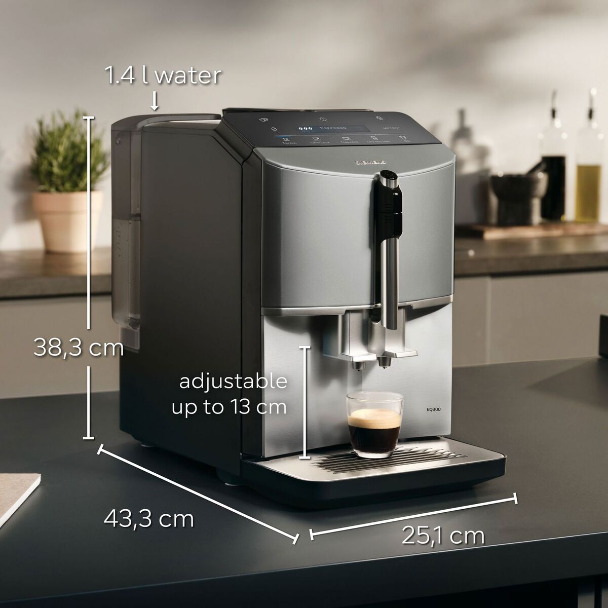 Automatisk kaffemaskin EQ300, rustfritt stål