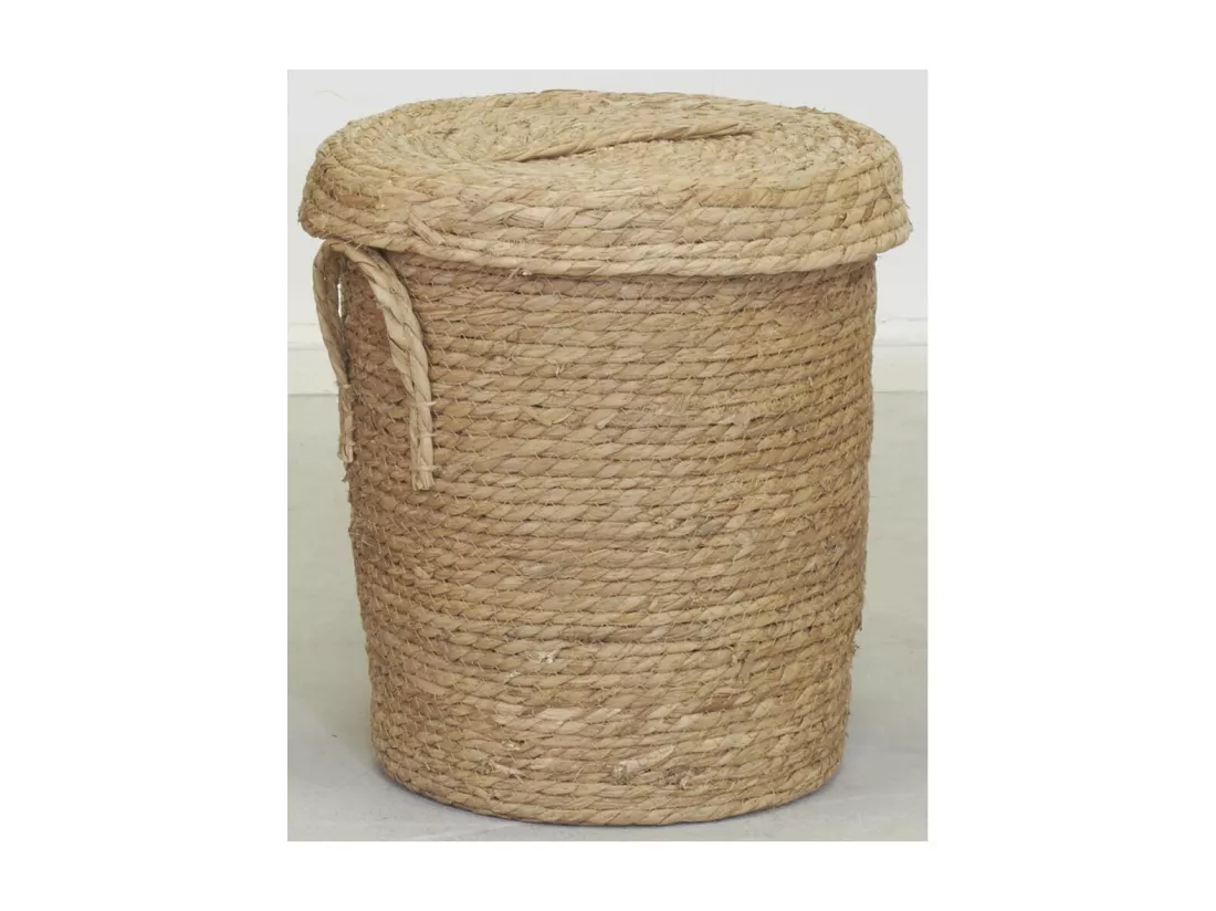 Lot 2 coffres + 1 poubelle en jonc naturel