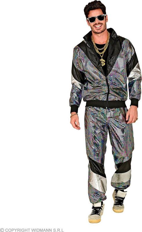 Widmann Jaren & 90 Kostuum Spaceman Disco Bal Jaren Kostuum Zwart, Zilver Carnavalskleding Verkleedkleding