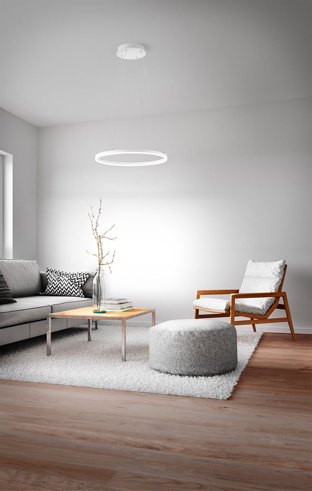 FABAS LUCE LED Pendelleuchte GIOTTO 1-flg weiß