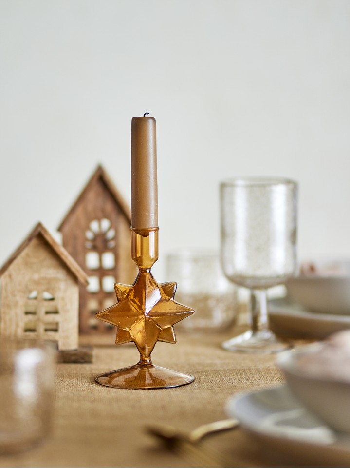 Bloomingville - Jisele Lysestage - Brun - Glas