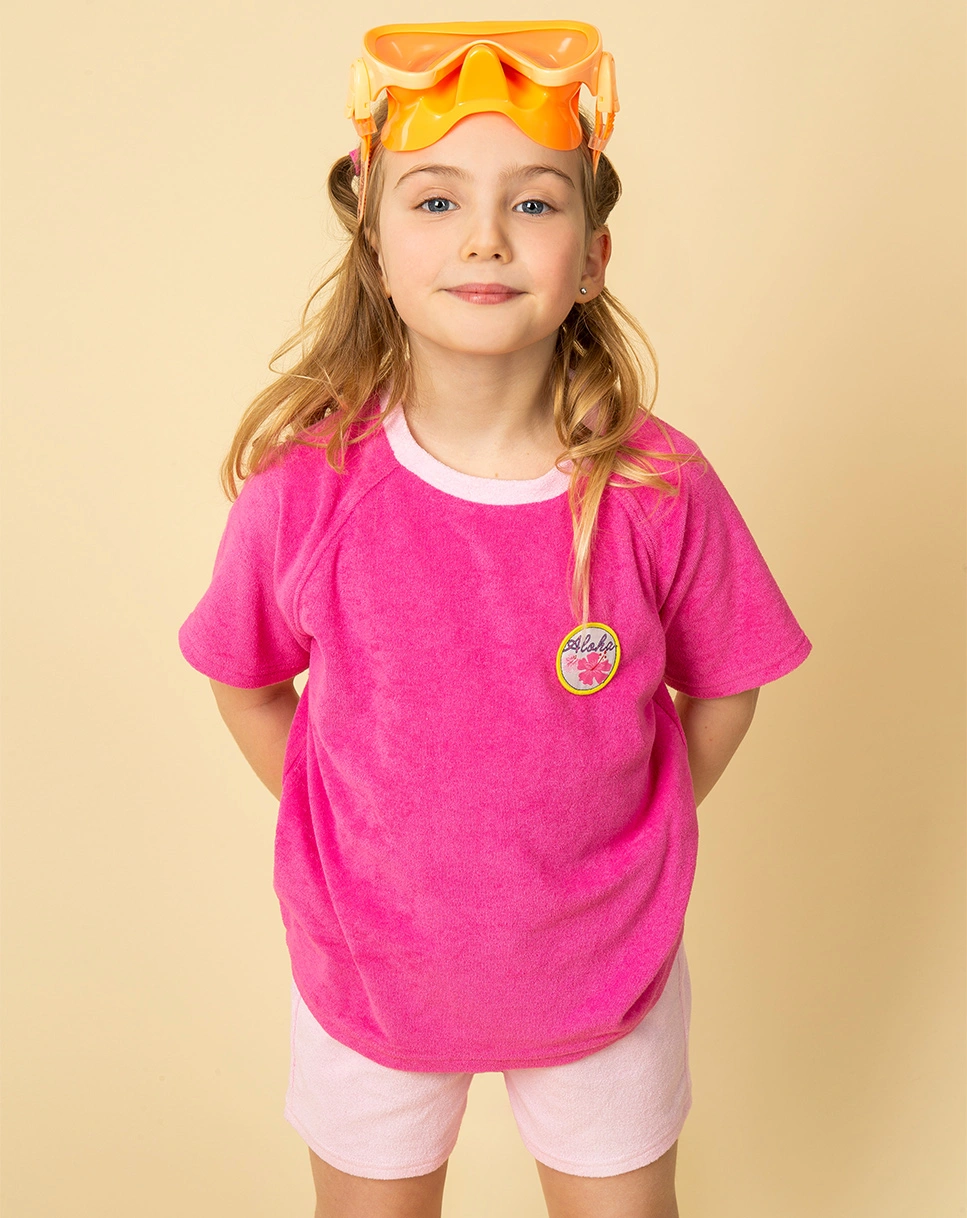 Frottee-T-Shirt ALOHA mit Shorts in pink