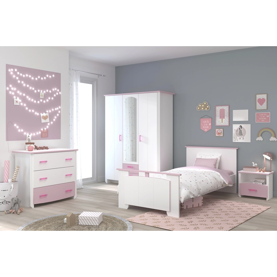 Parisot Kinderzimmer-Set Biotiful 12, 4-tlg Weiß-Rosa Weiß  Rosa