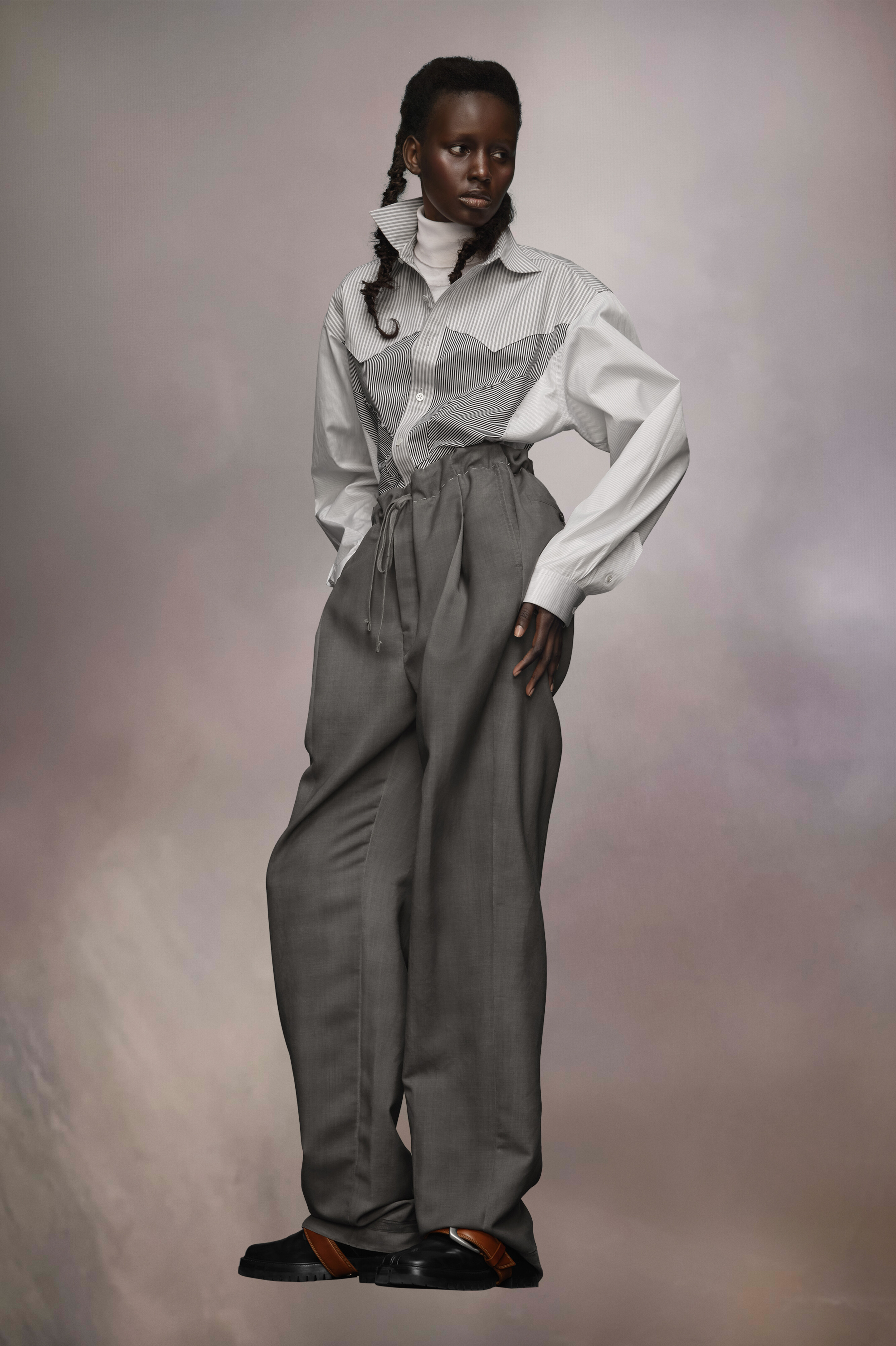 Pantalon en laine mohair Taupe foncé