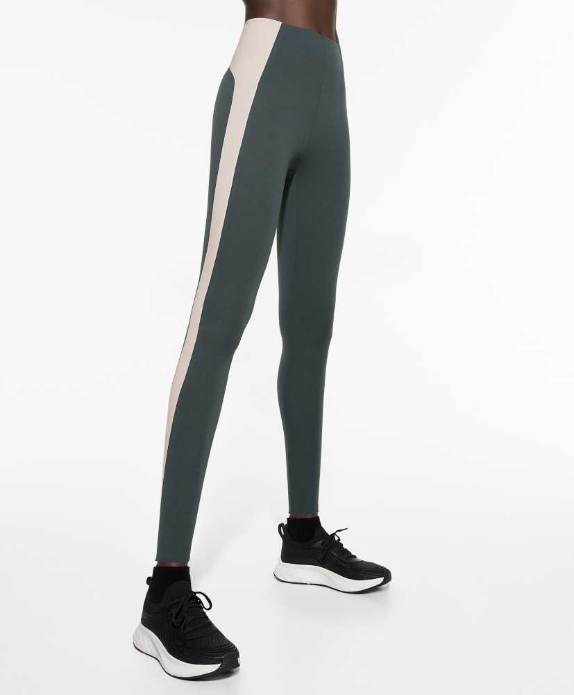 Leggings de compressão com blocos de cor até o tornozelo, 65 cm