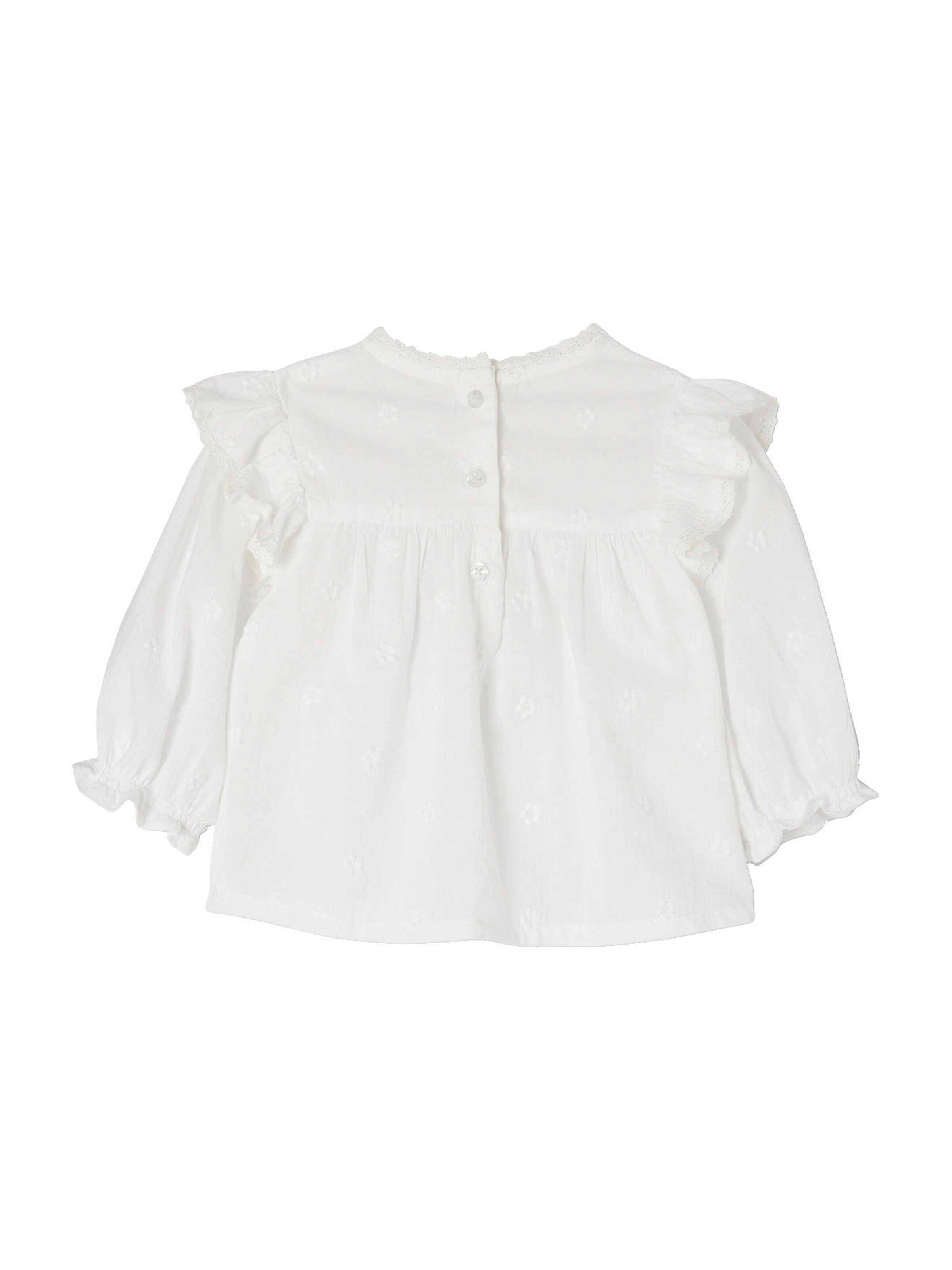 Vertbaudet Mädchen Baby Bluse mit langen Ärmeln weiß