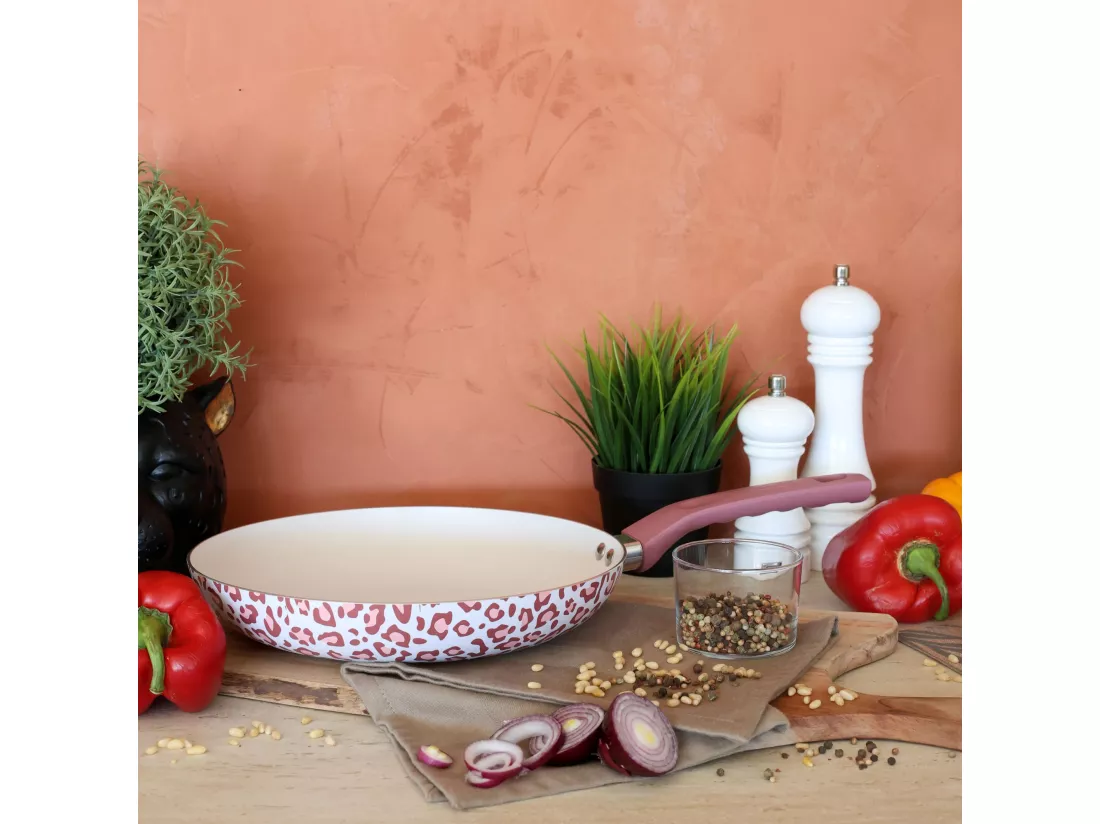 Menastyl - Poele Leopard 28cm En Aluminium Recycle Rose