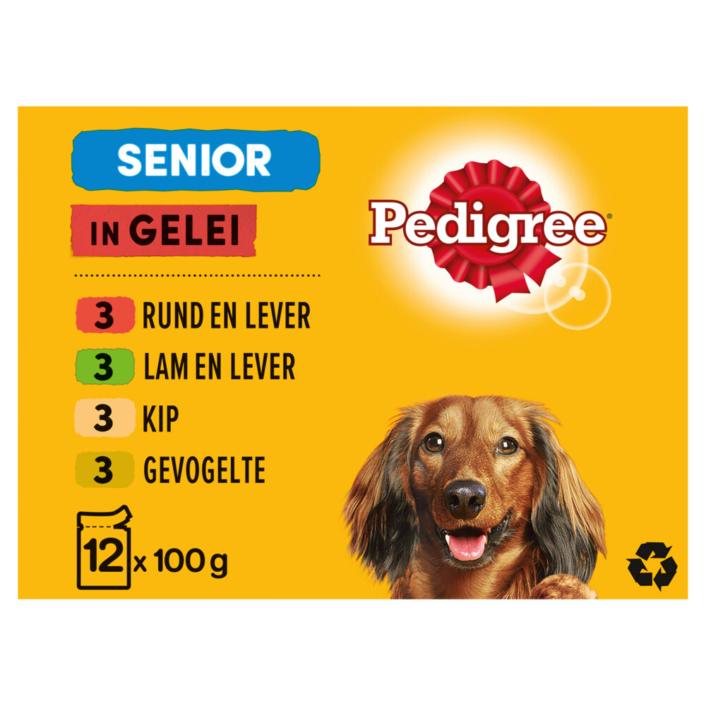 Pedigree Senior Honden Natvoer Vlees en Gevogelte in Gelei12 x 100 gr