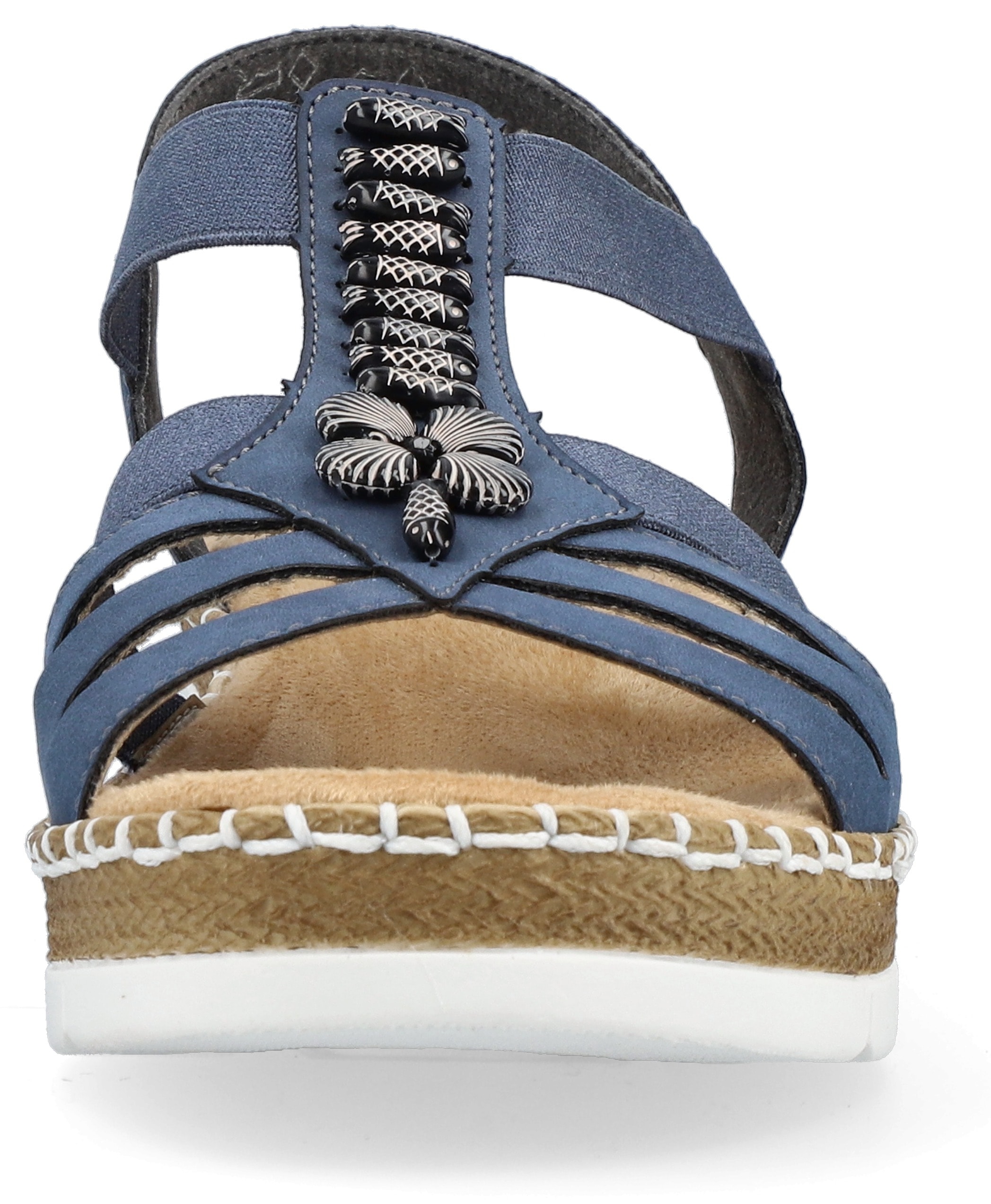Rieker Riemchensandale  , Sommerschuh, Sandalette, Keilabsatz, mit modischen Schmuckelementen