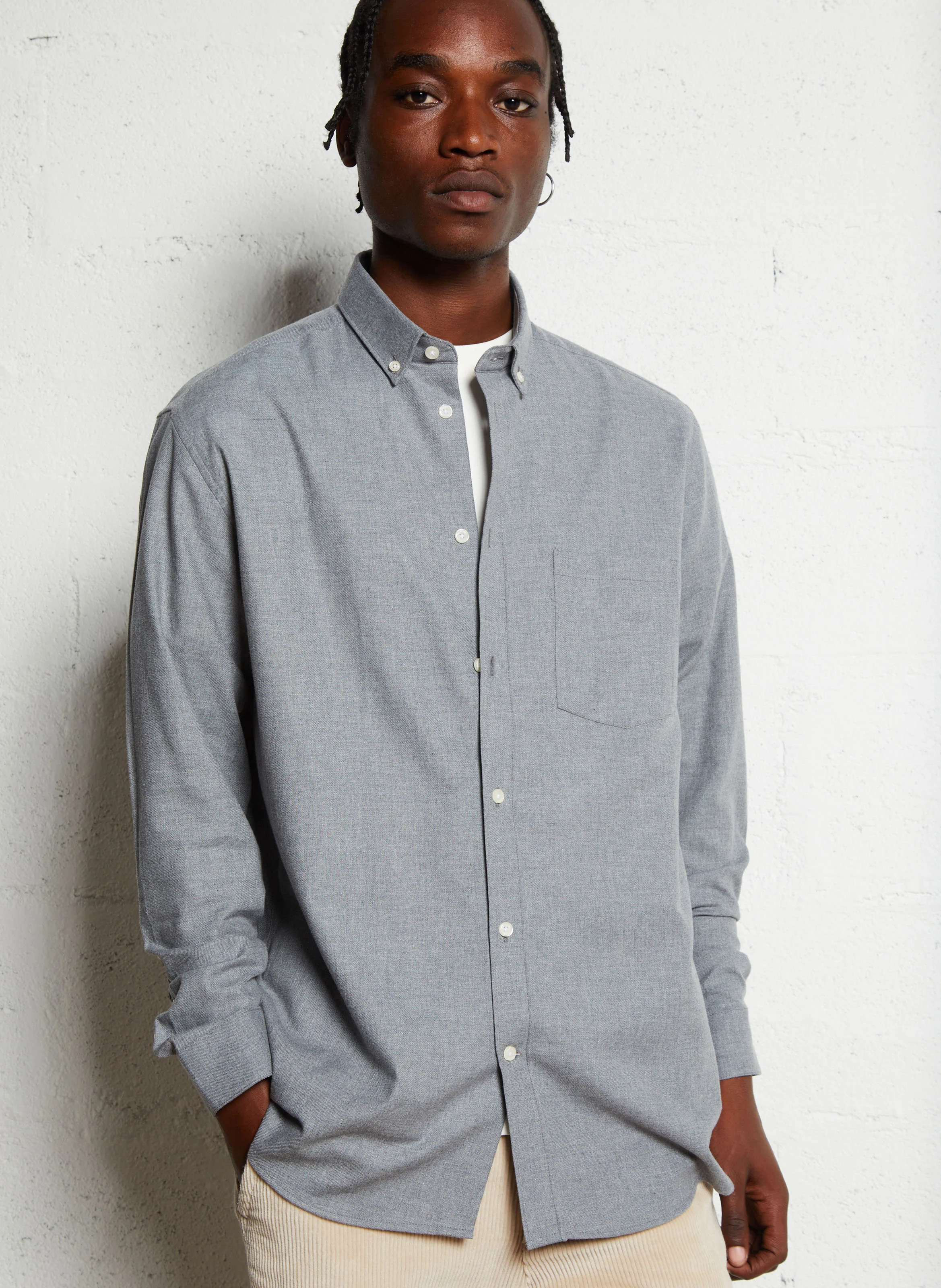 CLANNEL - Chemise regular en coton | Gris