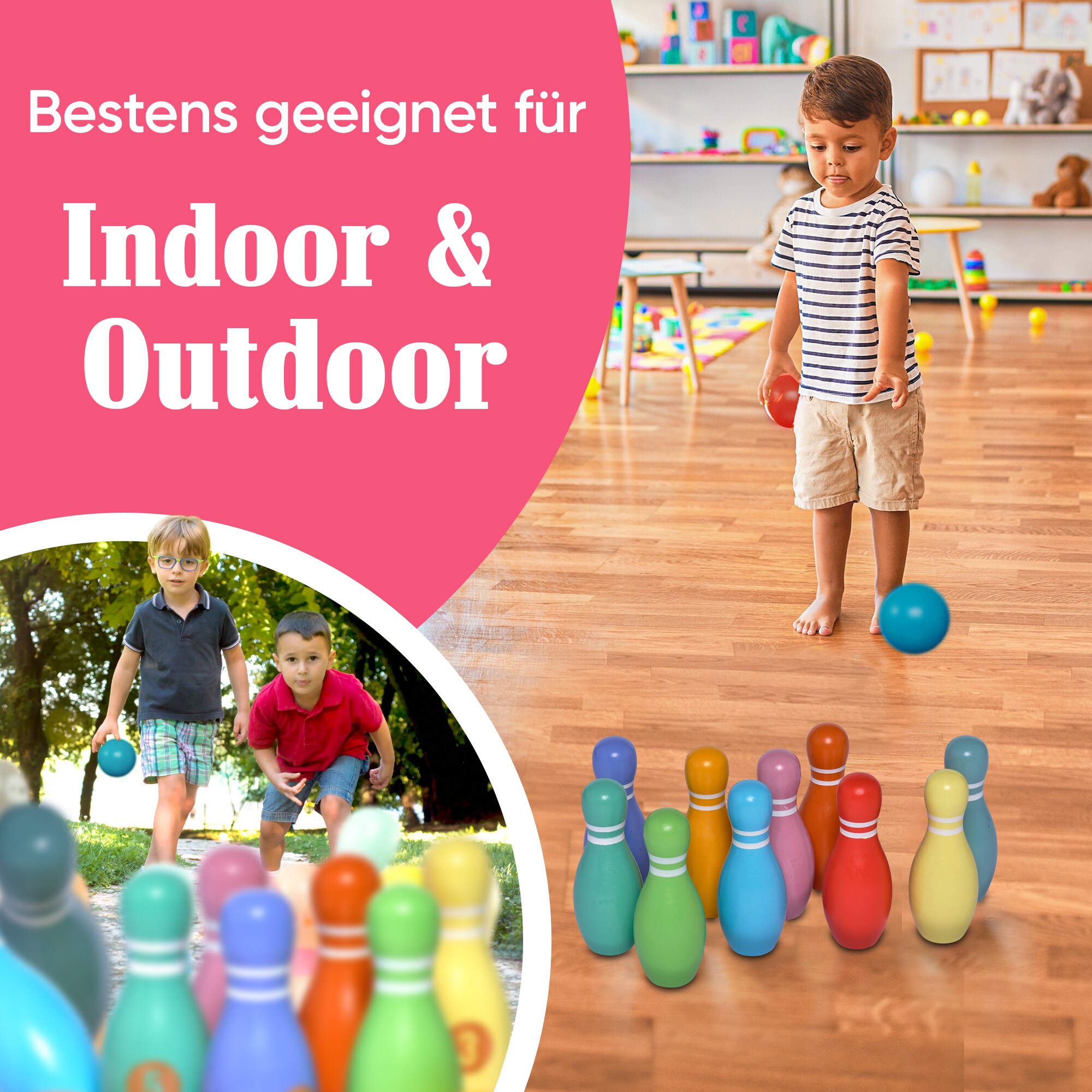 Pink Papaya Kegelspiel für Kinder Kids Bowling Classic