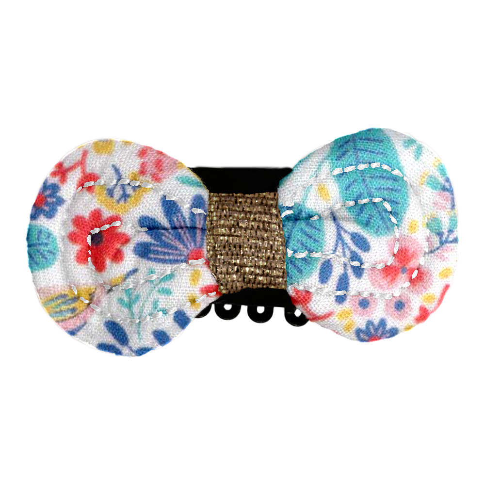 Barrette Noeud Anti-Glisse Champêtre Bleuté