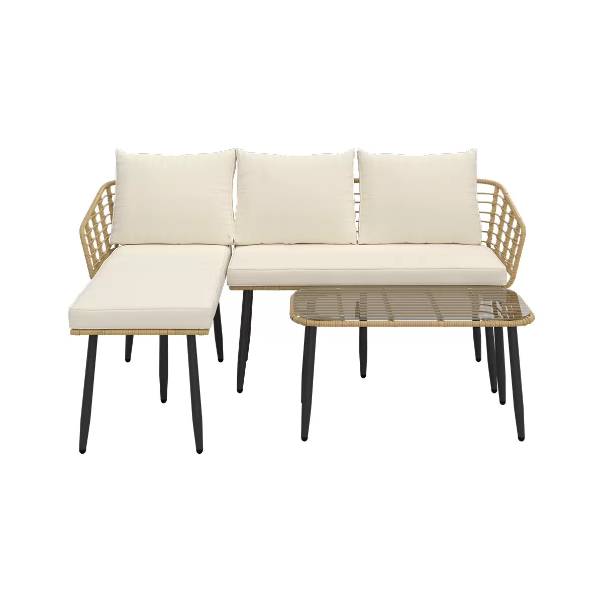 Beldano Loungegarnitur Kreta 2-teilig beige,grau,schwarz