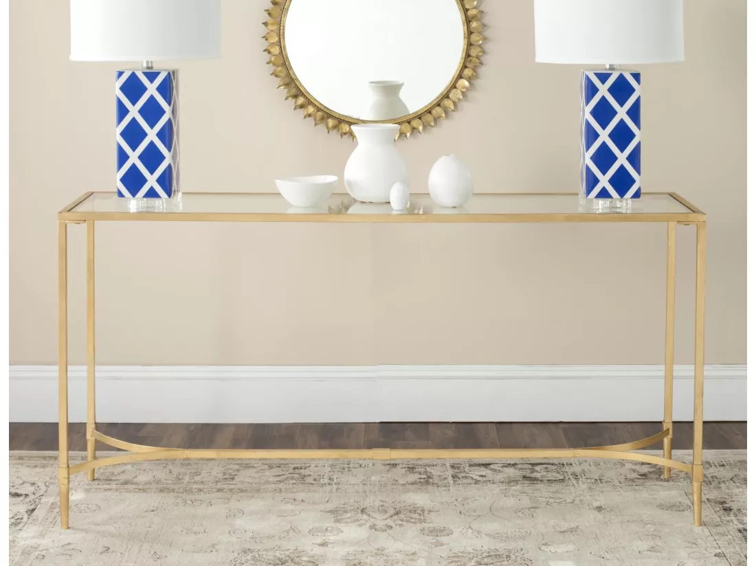 Table d'appoint Or et transparent 41 X 160 X 81.28 cm - Clevie