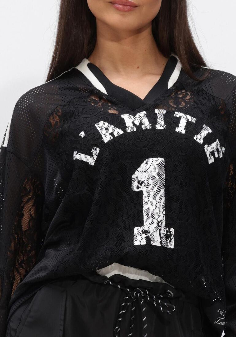 zwarte haute l'amitié tops & t-shirts lace football v-blouse