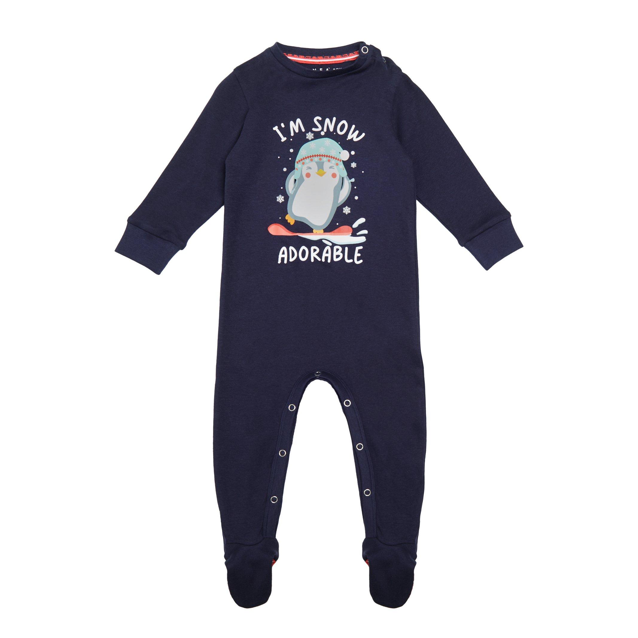 Linea Unisex Baby Family Christmas Penguin Sleepsuit