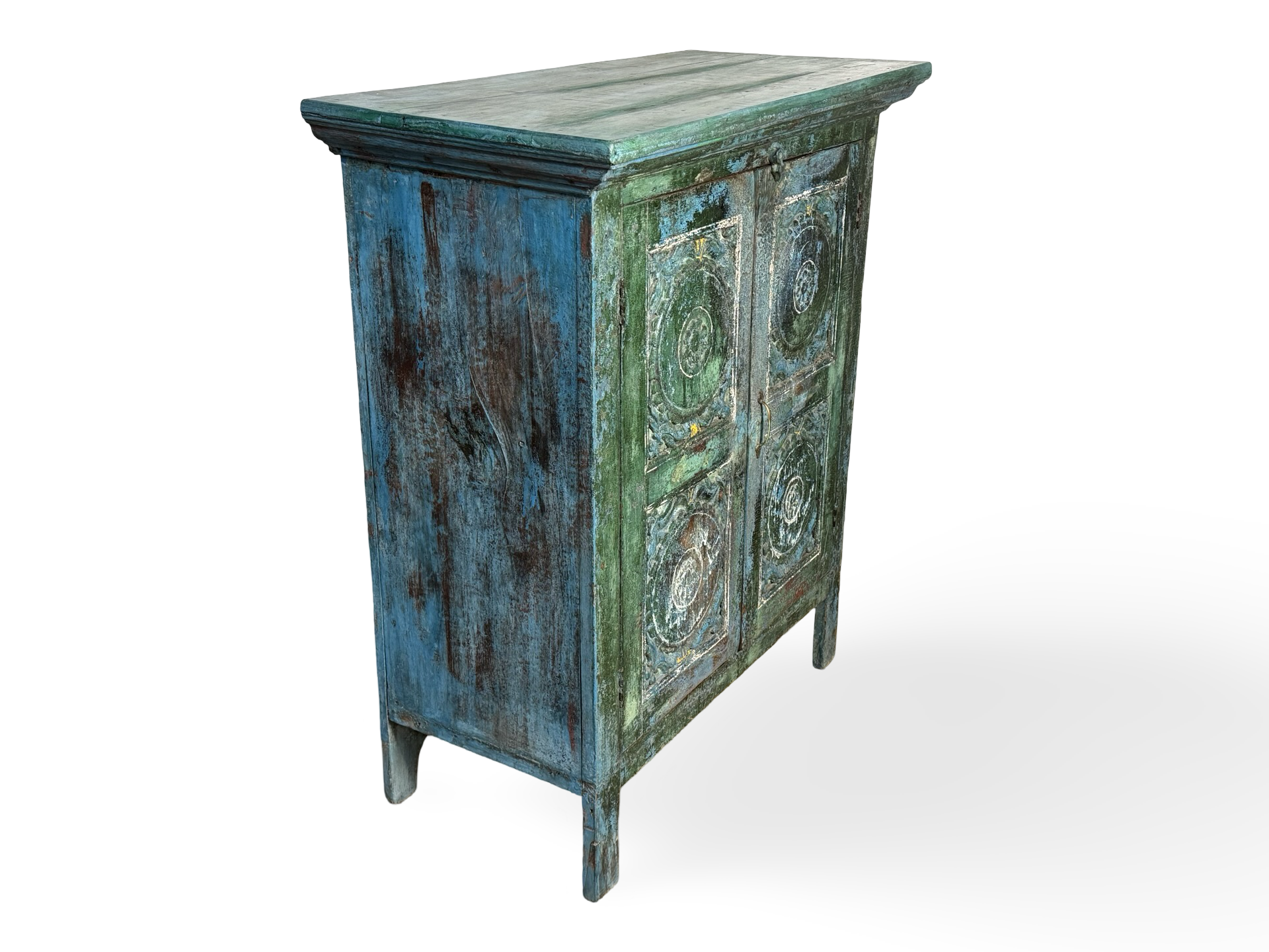 India kast 2 deurs blauw/groen uniek India kast 2deur blauw/groen uniek