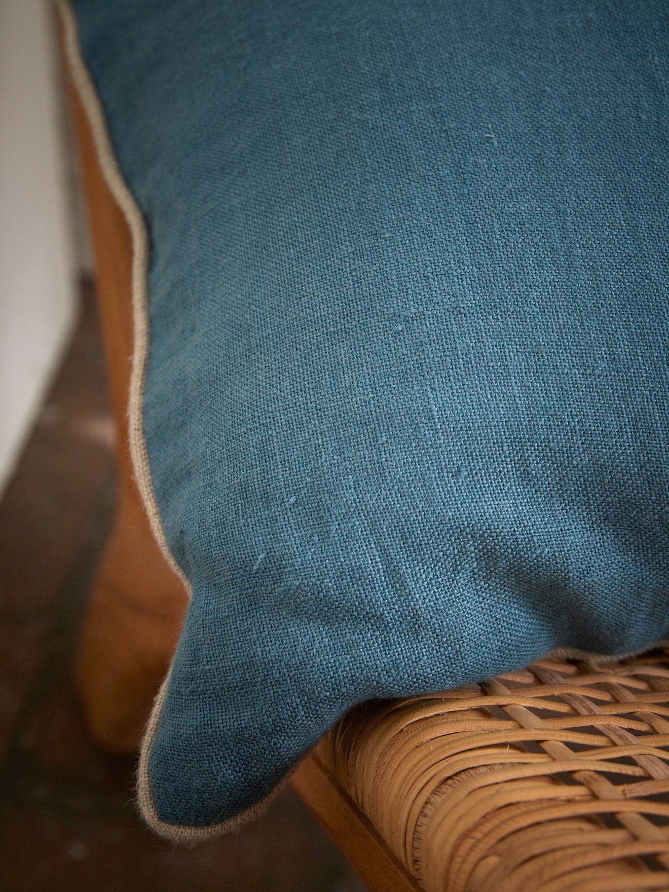 Housse de coussin unie en lin