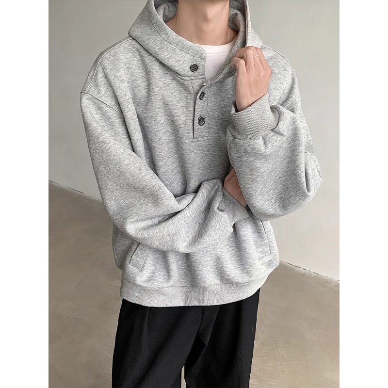 Giuliana - Henley effen hoodie