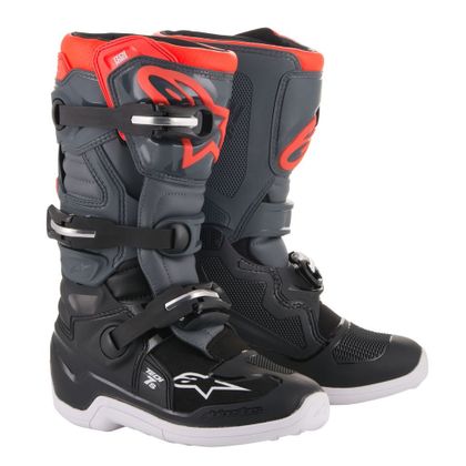Bottes cross Alpinestars TECH 7S - BLACK DARK GRAY RED FLUO - Gris / Rouge