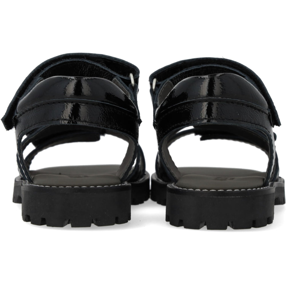 Køb Angulus Black Justerbar Lædersandal Med Velcro