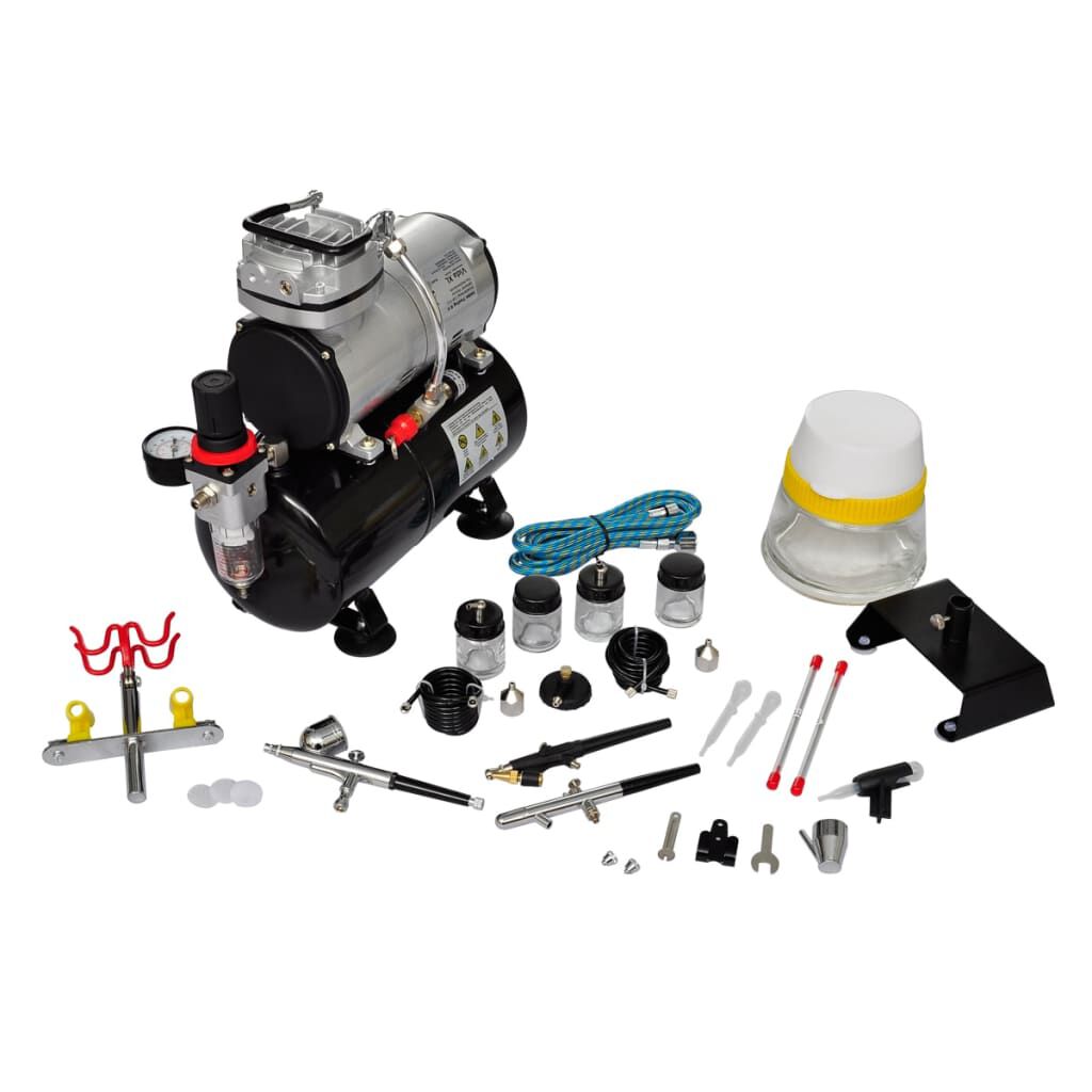 Spuitverfset met 3 airbrushes