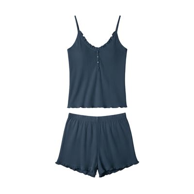 Pyjama short femme maille côtelée - BECQUET CRÉATION