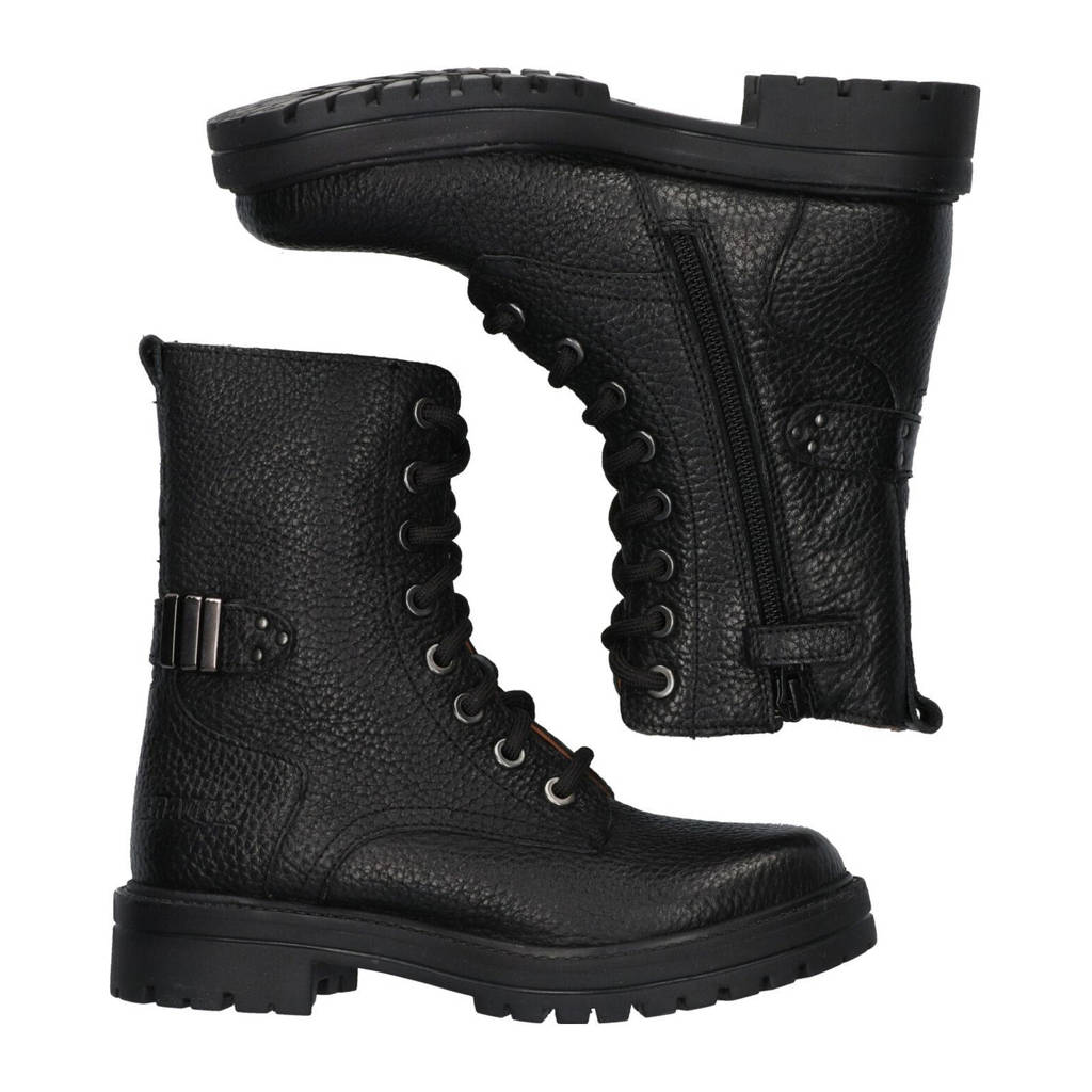 Braqeez Leah Leapleren veterboots zwart