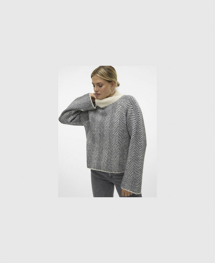 Vero Moda VMNAOMI LS HIGHNECK PULLOVER GA Birch/melange w. mgm