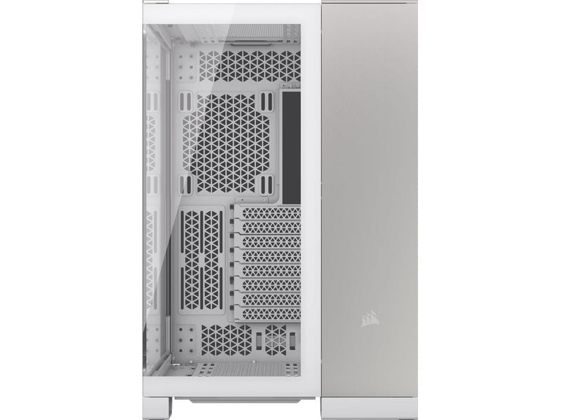 Corsair PC-Gehäuse 6500X Weiss/Aluminium Satin-Grau Mid-Tower PC-Case mit Zwei-Kammer-Design und herausragendem Luftstrom