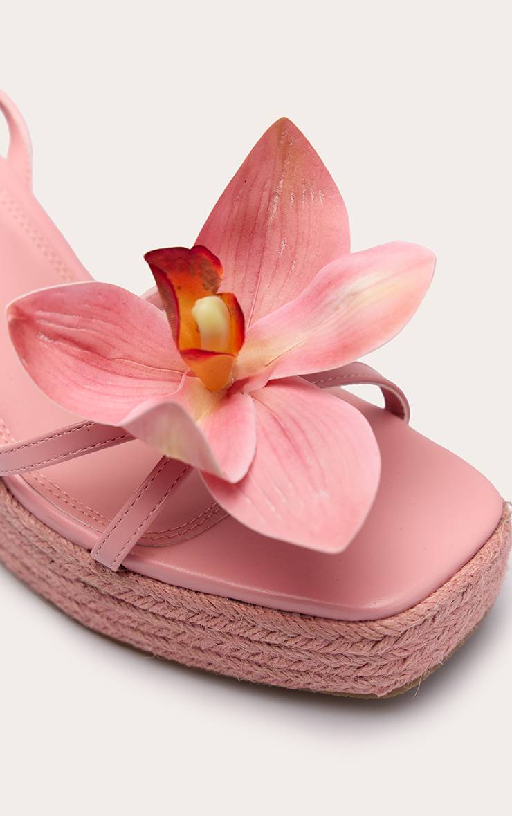 Rose Bébé Compensées À Corde Avec Ornement Orchidée