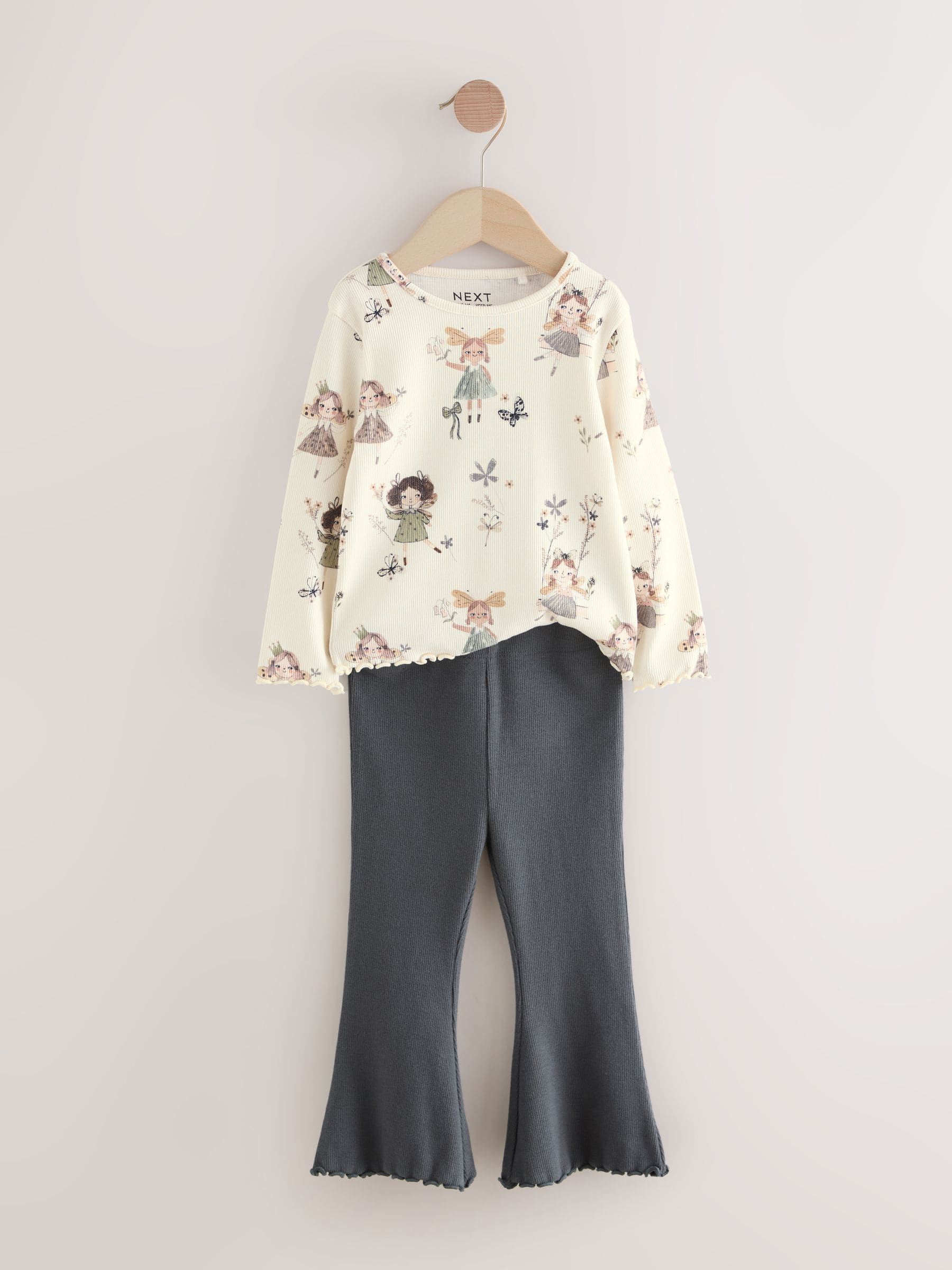 Zwart/wit - Set van 2 tops en flared leggings (3mnd-7jr)