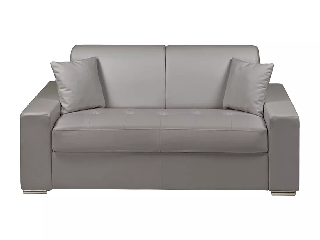 Canapé 2 places convertible express en simili EMIR - Gris - Couchage 120 cm - Matelas 22 cm