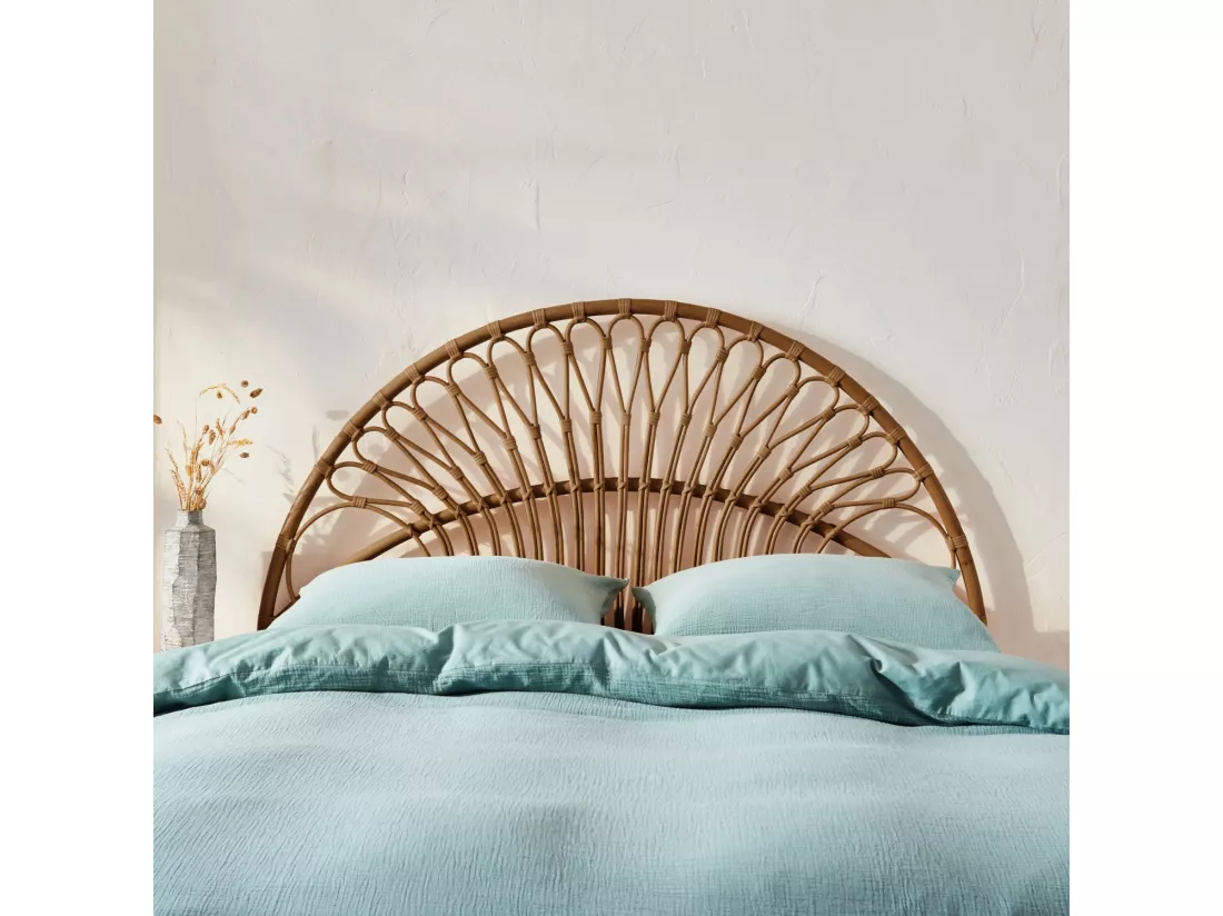 Tête de lit en rotin foncé L 140 x P3 x H115cm