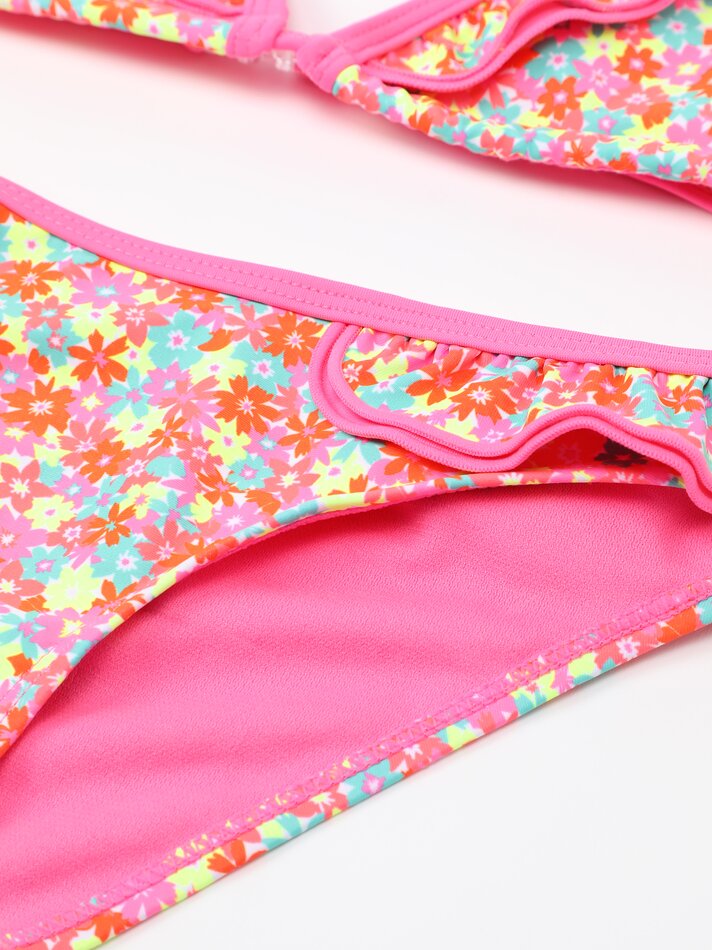 Conjunto de biquíni estampado de duas peças - Laranja Fluorescente