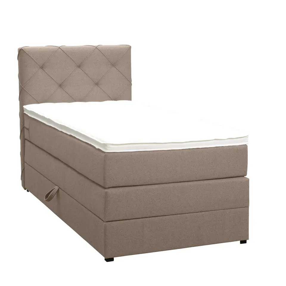 Boxspring met opbergruimte Liv geruit - beige - 90x200 cm
