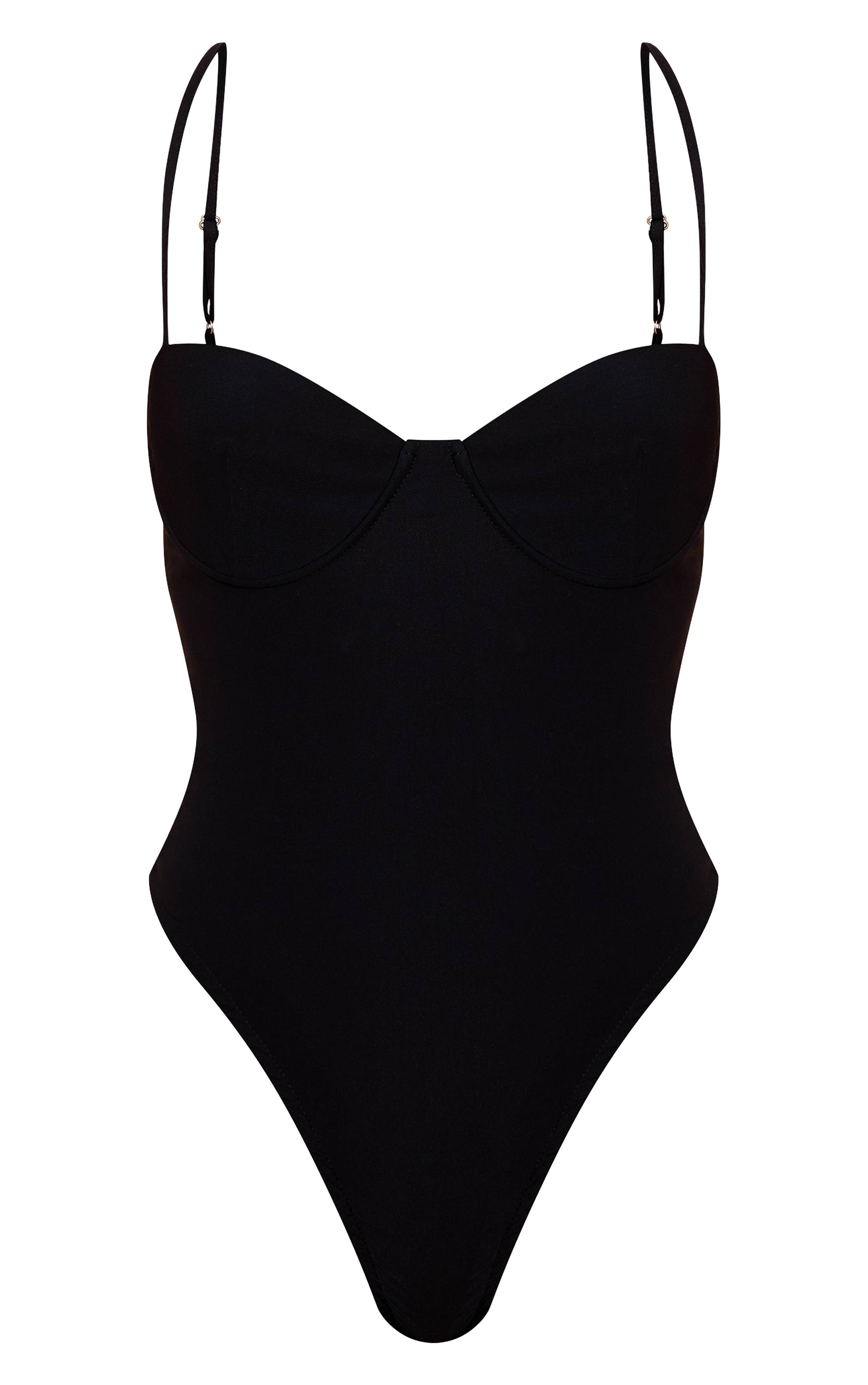 Noir Body Moulant Tissé À Bretelles Extensibles