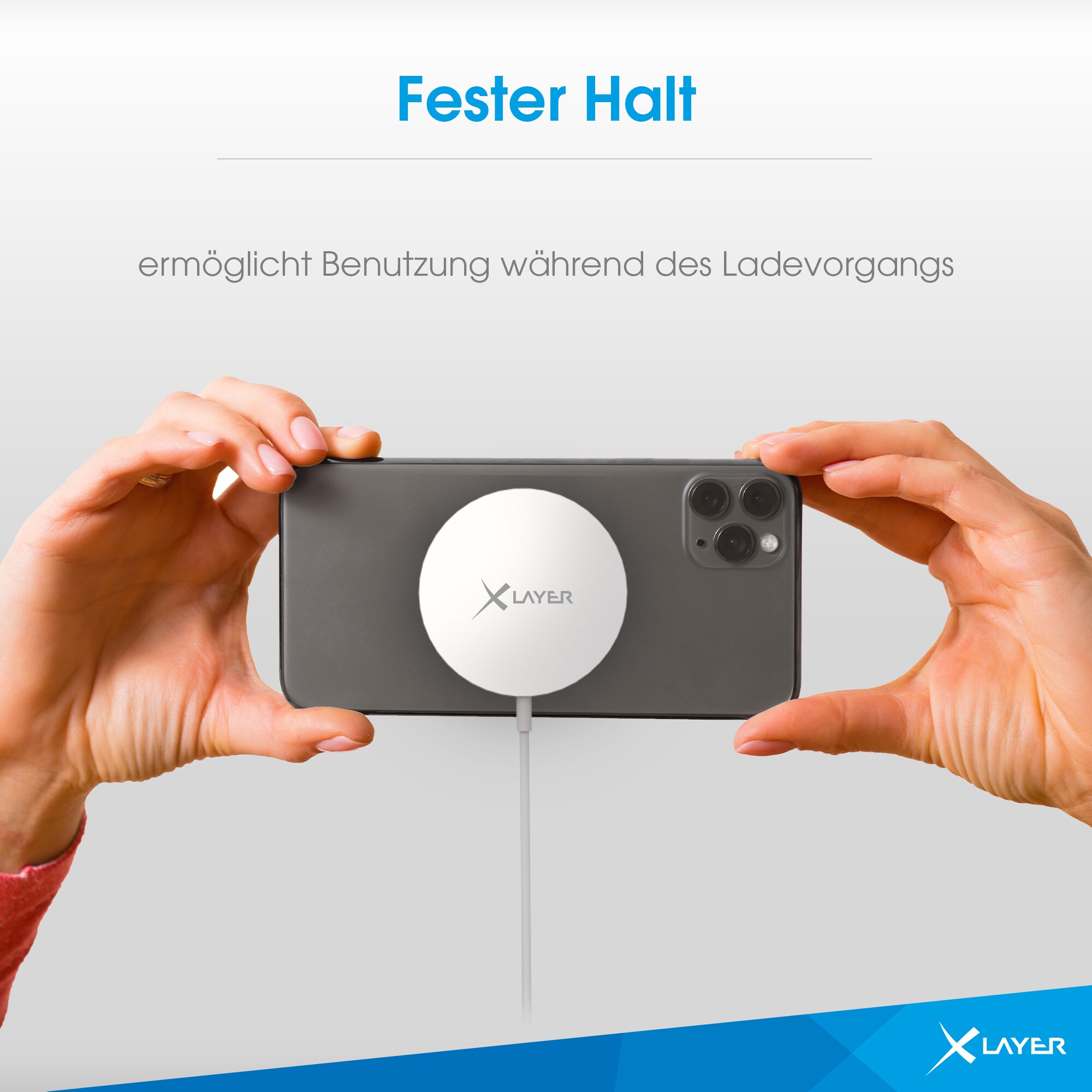 Xlayer WIRELESS Ladegerät MagFix Pro Magsafe Wireless Charging Pad kompatibel 15W Weiß