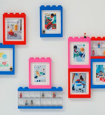 LEGO? Storage Minifigur Display - 16 rum - 38 cm - Blå