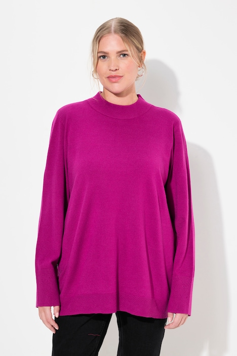 Pullover, Stehkragen, Langarm, Rippbündchen