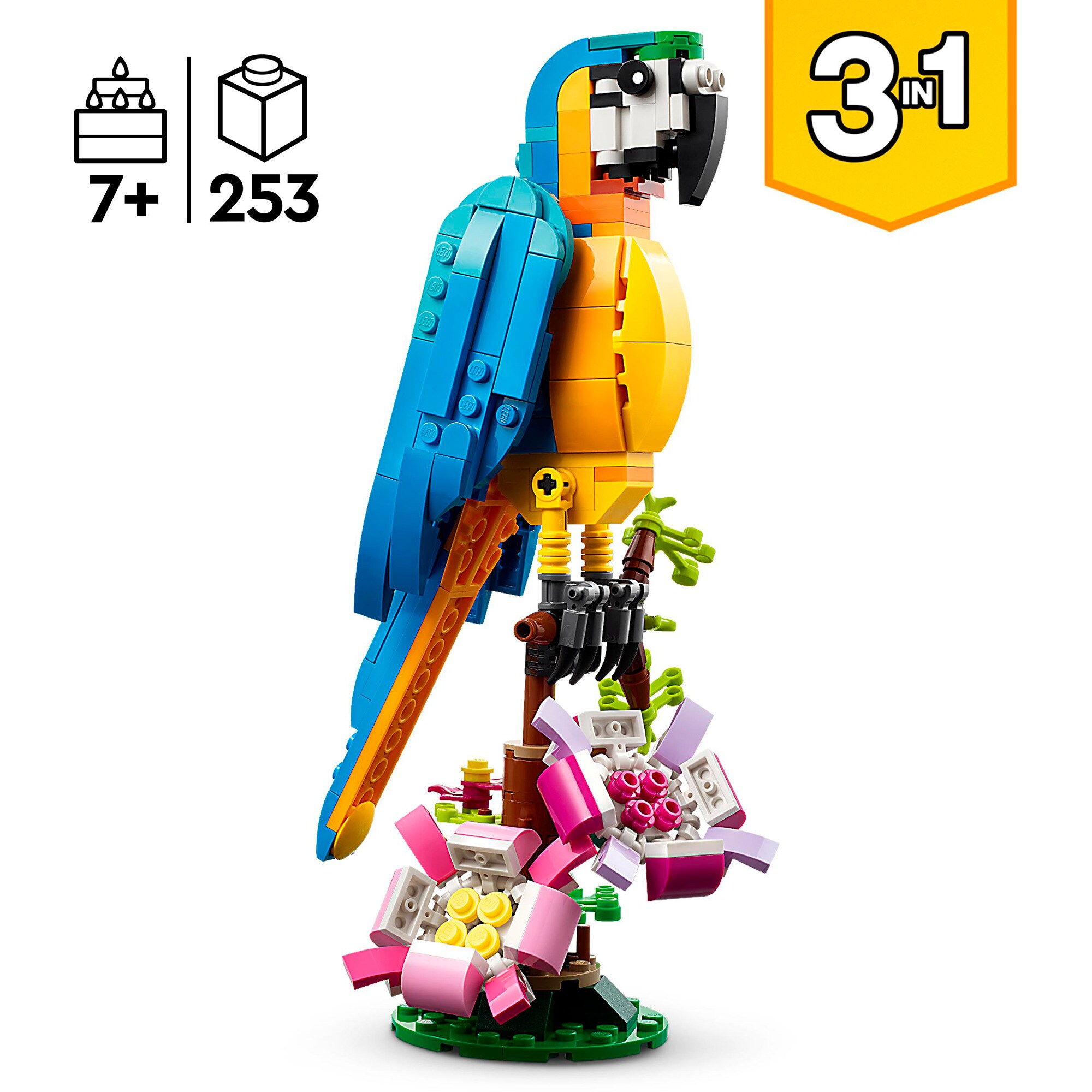 LEGO Konstruktionsspielzeug Creator 3-in-1 Exotischer Papagei