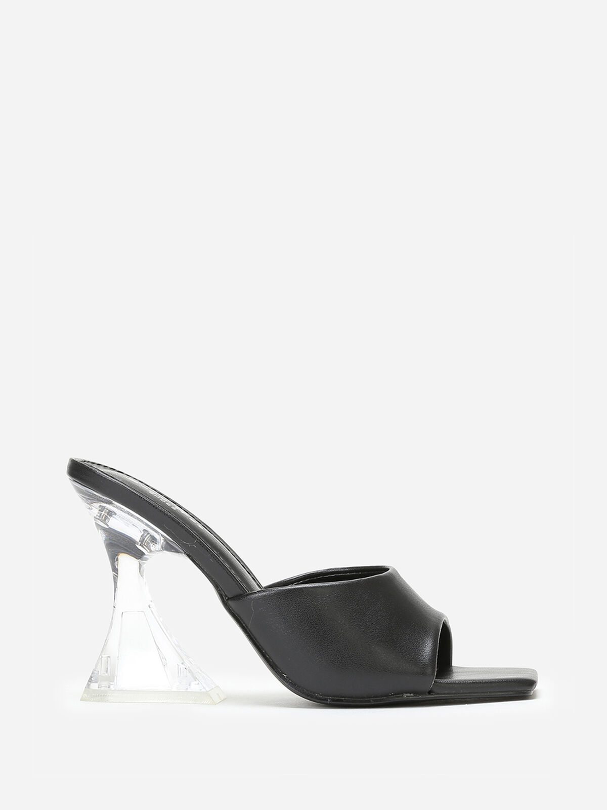 Mules à talon triangulaire- Noir