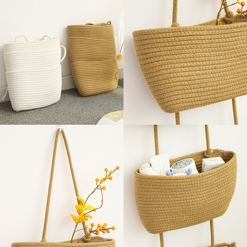 Hängende 3-fach Stoff Körbe Boho Home Deko Organizer für Spielzeug / Accessoires - Braun