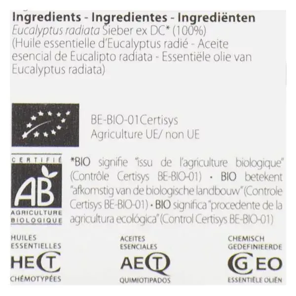 Pranarom Huile Essentielle Bio Eucalyptus Radié 10ml