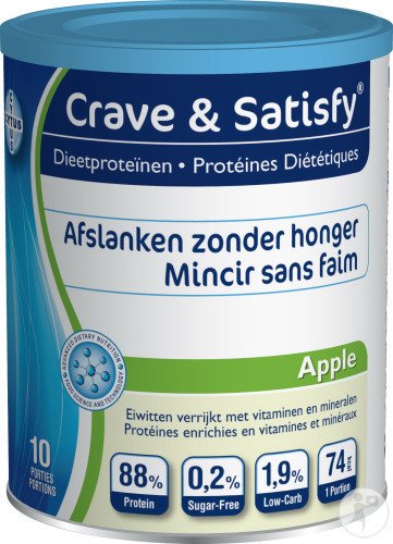 Crave & Satisfy Protéines Diététiques Apple-Pomme Poudre Pot 200g