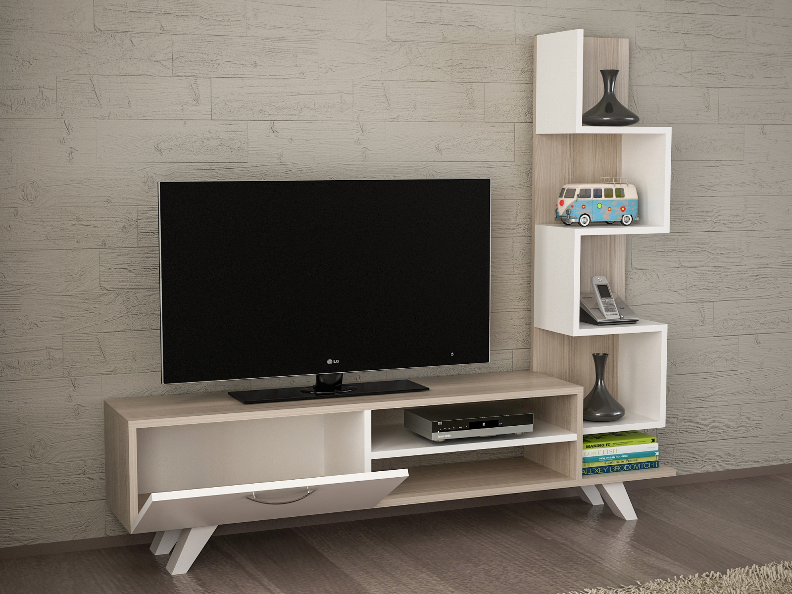 Wohnwand - weiß - Cordoba - mit Regalelement - 149,5 cm